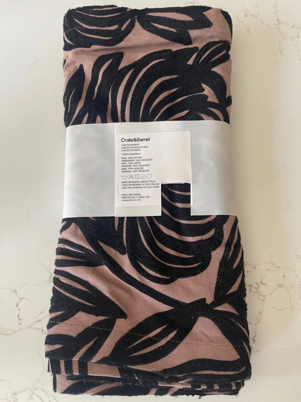 Crate&Barrel Tan and Black Table Runner